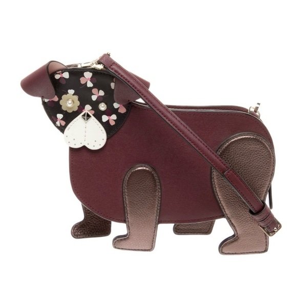 Kate Spade Burgundy Leather Flower Dog Crossbody Bag - Picture 12 of 12